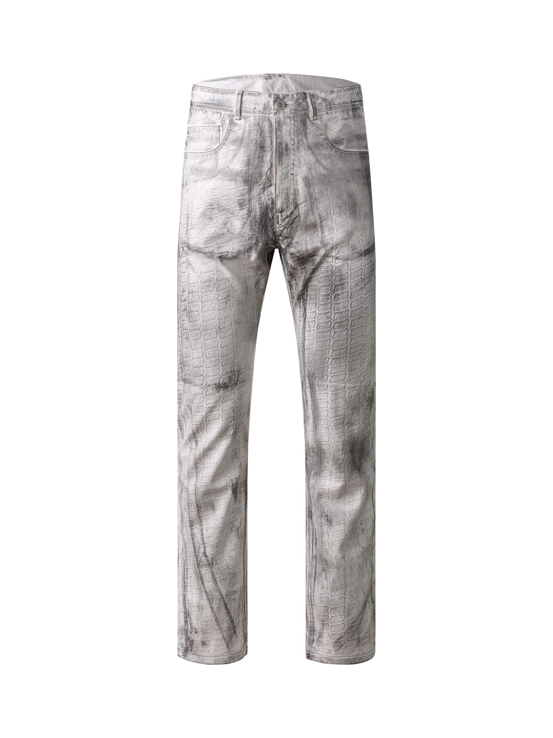 TIRE EMBOSSED TROUSERS WITH VINTAGE EFFECT