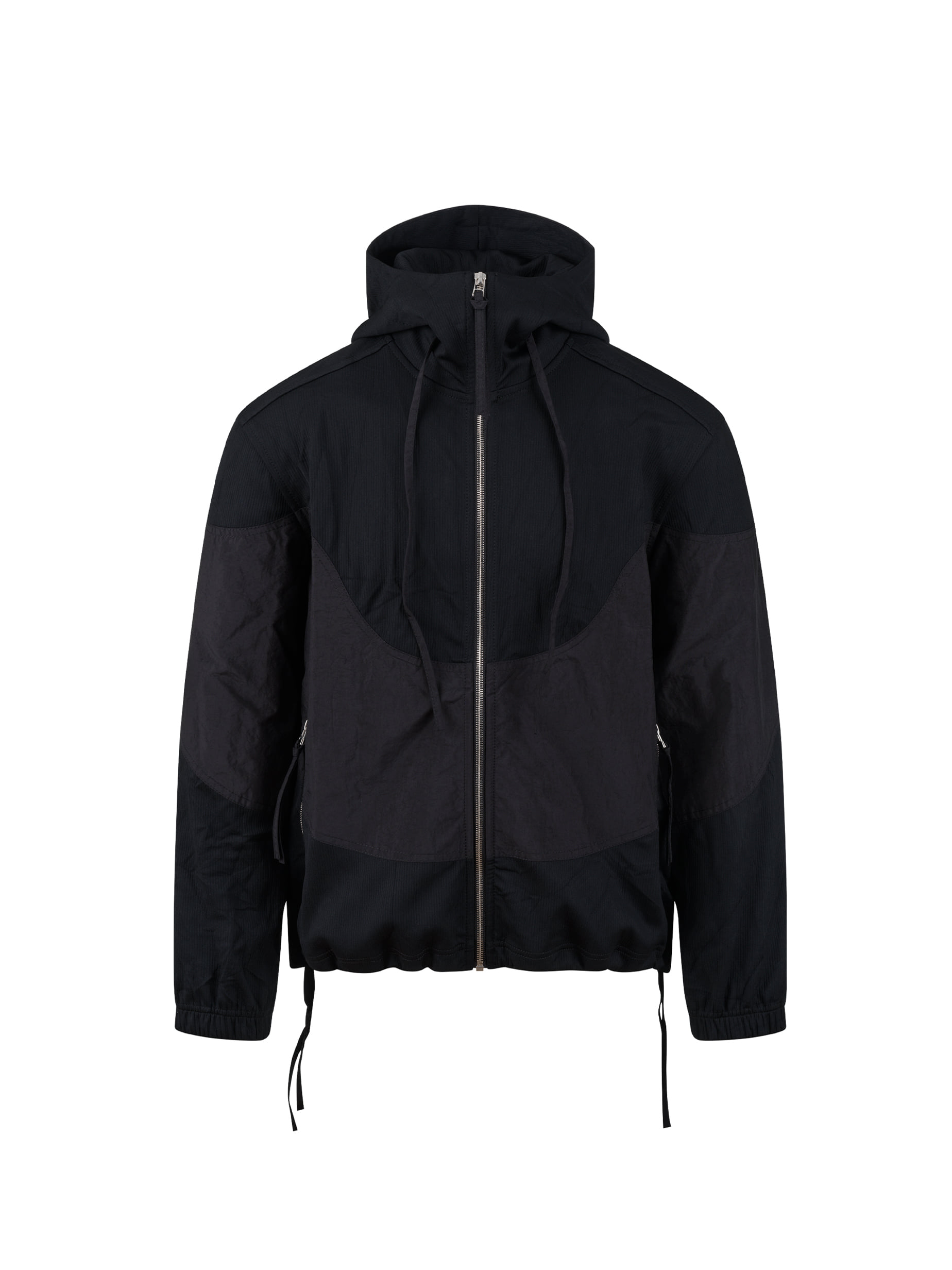 AIRBAG PATCHED JERSEY HOODED JUMPER BLACK