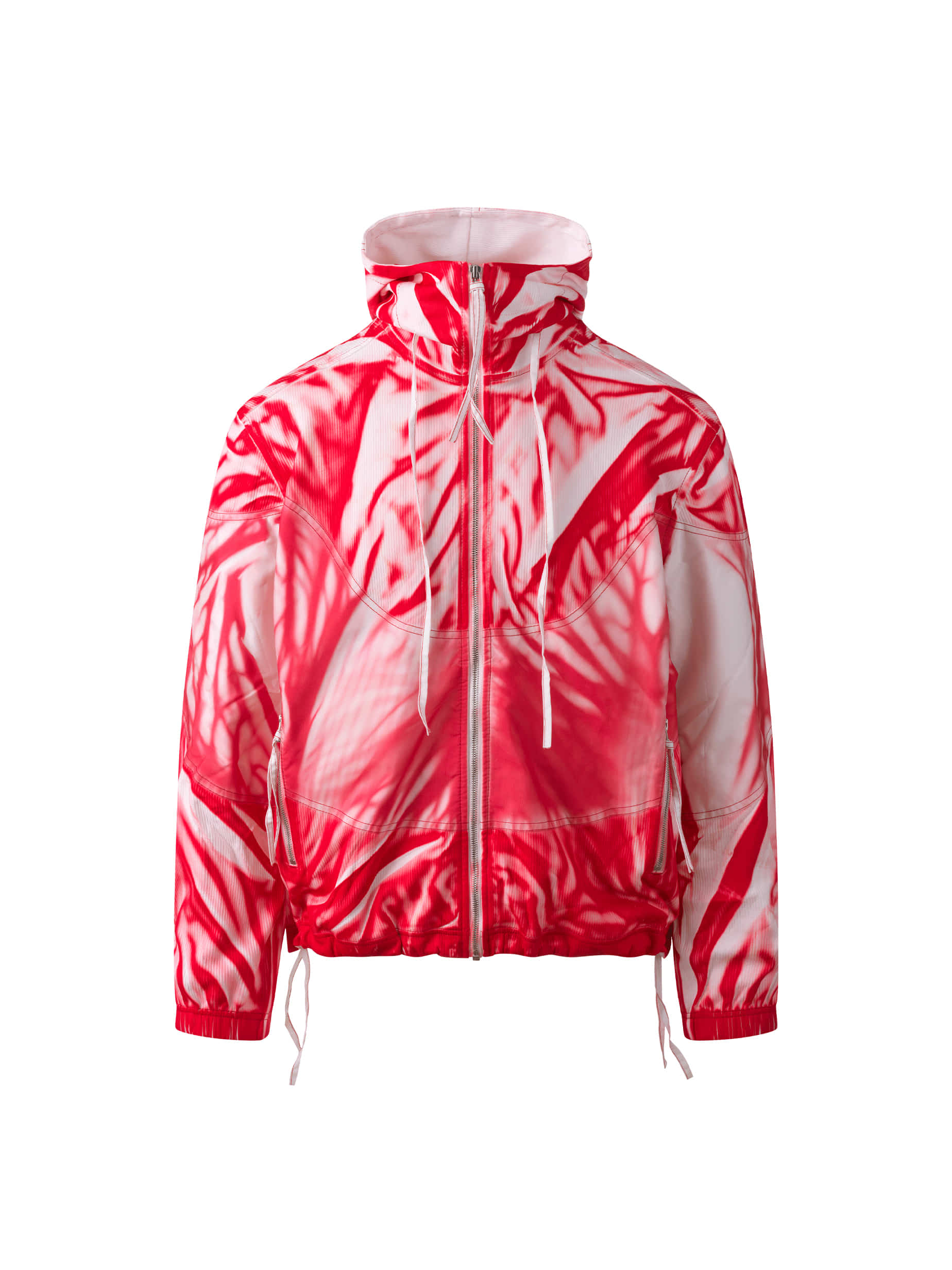AIRBAG PATCHED JERSEY HOODED JUMPER RED PRINT